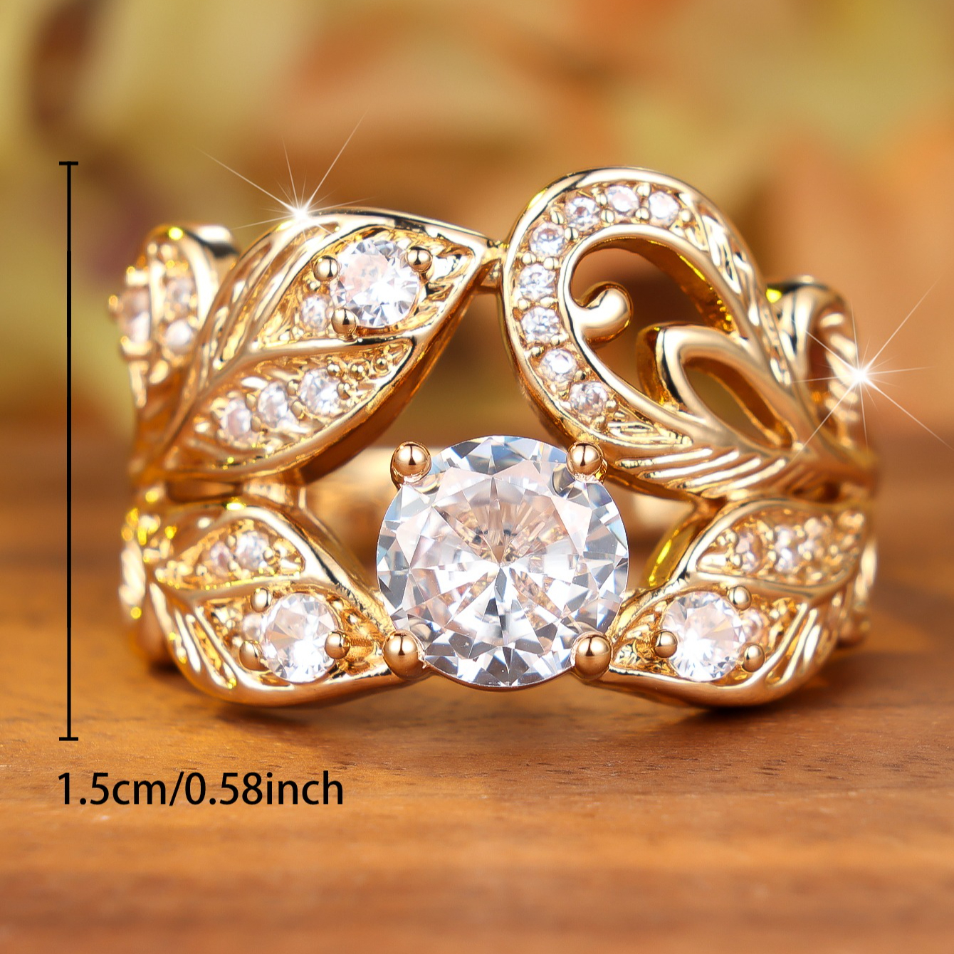 Unisex Wide-band Hollow-out Ring with Intertwined Leaves